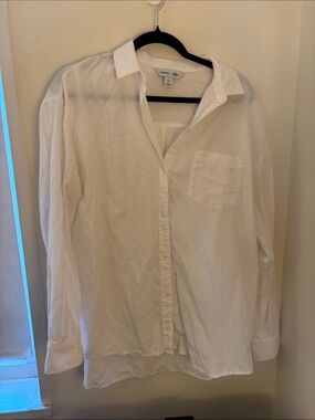 Old Navy White Long-Sleeve Button-Down Shirt - S Tall
